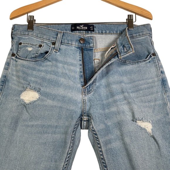 Hollister Mens‎ Jeans Slim Straight Size 31 x 32 Distressed Flex Denim Stretch - Picture 3 of 13